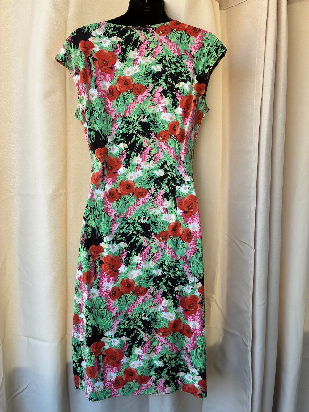 Vintage Y2K BCBG Paris Deep V Surplice Neck Floral Midi Dress - Picture 5 of 9